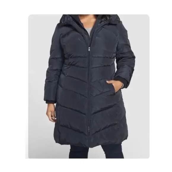 Jessica Simpson Down Puffer Coat Olive Green Size Large - Picture 16 of 16